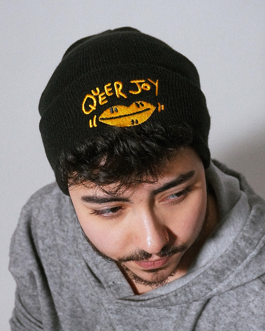 queer joy embroidery beanie