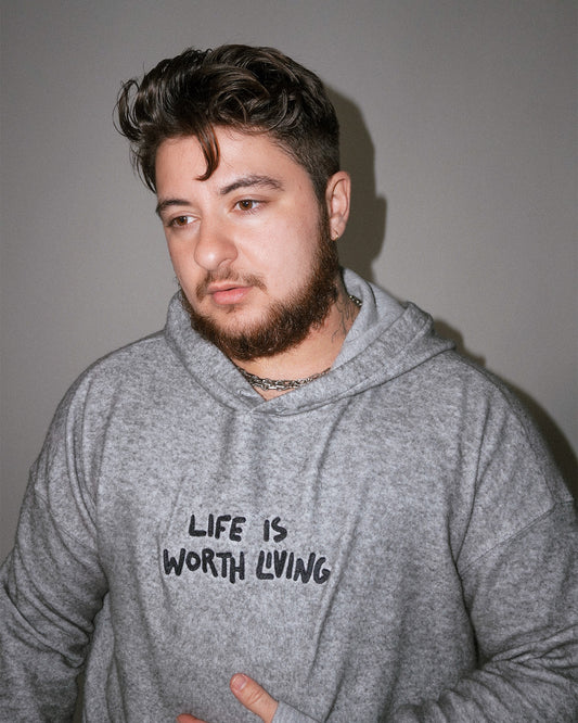 life is worth living embroidery hoodie
