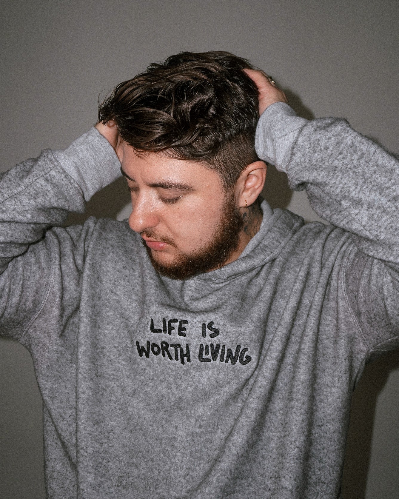 life is worth living embroidery hoodie