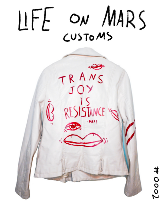 Trans Joy White Leather Jacket Customs